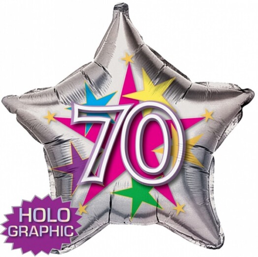 22" 70th Stellar Funn Star Holographic Foil Balloon