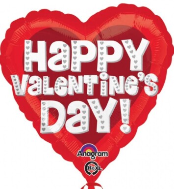 17 Inch Happy Valentine's Day Silver Foil Balloon
