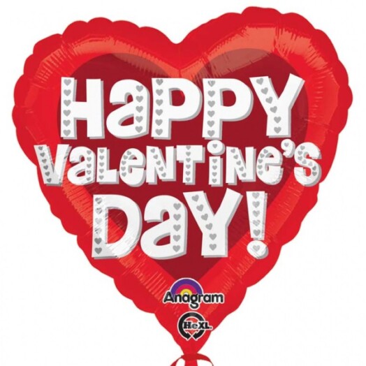 17 Inch Happy Valentine's Day Silver Foil Balloon