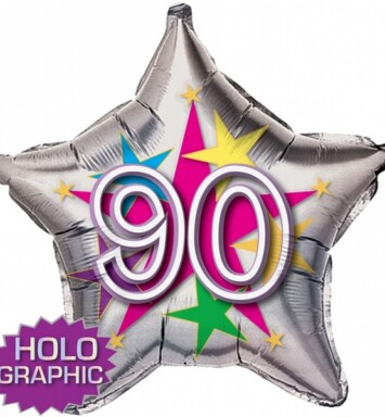 22" 90th Stellar Funn Star Holographic Foil Balloon
