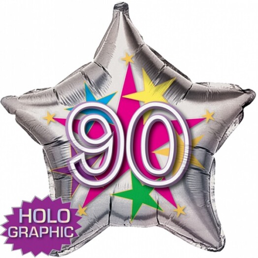 22" 90th Stellar Funn Star Holographic Foil Balloon