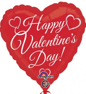 17 Inch Happy Valentine's Day Traditional Script Foil Balloon