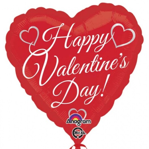 17 Inch Happy Valentine's Day Traditional Script Foil Balloon