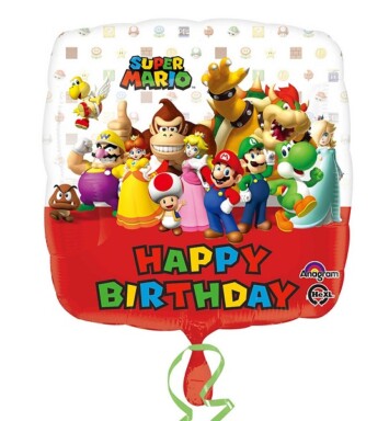 17 Inch Super Mario Happy Birthday Foil Balloon