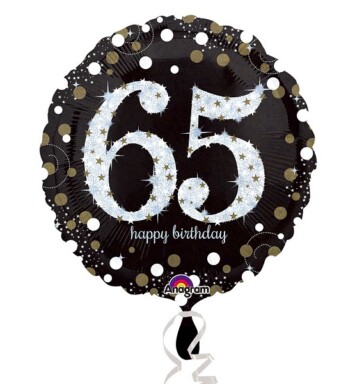 18" Gold Sparkling Celebration 65th Foil Balloon