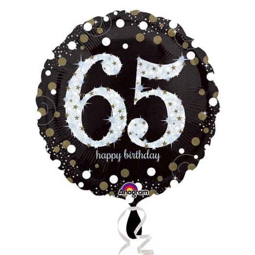 18" Gold Sparkling Celebration 65th Foil Balloon