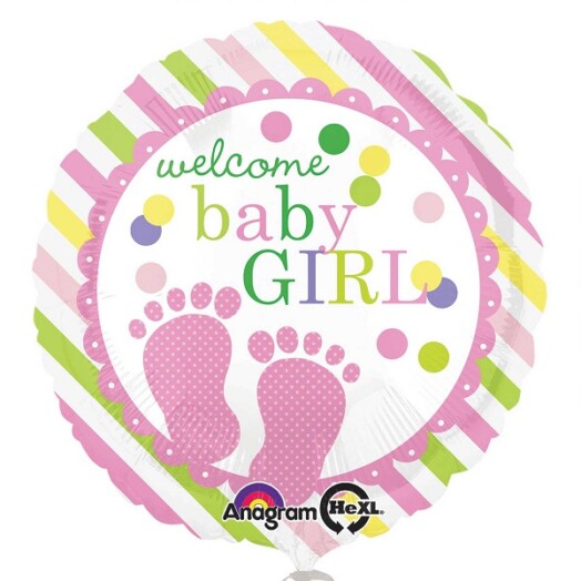 17" Baby Feet Girl Foil Balloon