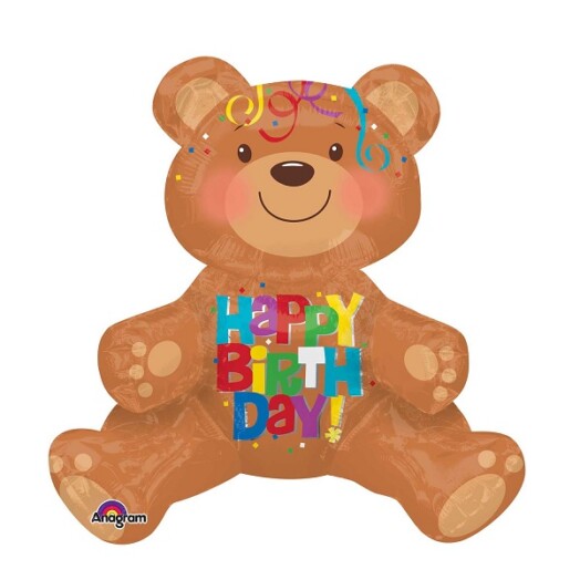 Happy Birthday Sitting Bear Multi Balloon