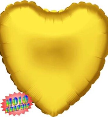 18" Holographic Gold Heart Foil Balloon