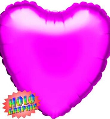 18" Holographic Magenta Heart Foil Balloon