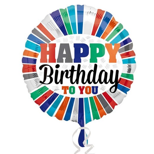 17 Inch Stripes Happy Birthday Foil Balloon