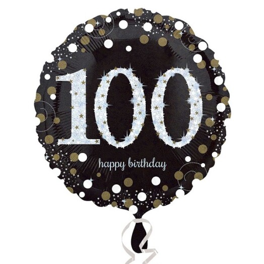 18" Gold Sparkling Celebration 100th Foil Balloon