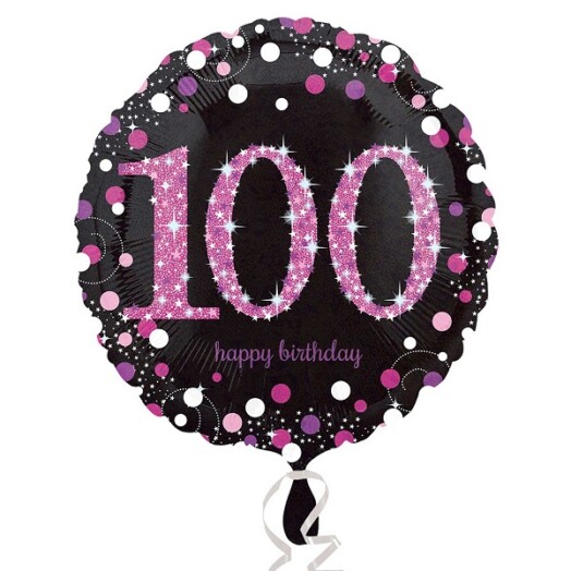 18" Pink Sparkling Celebration 100th Foil Balloon