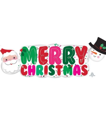 Santa And Snowman Banner Super Shape Foil Balloon