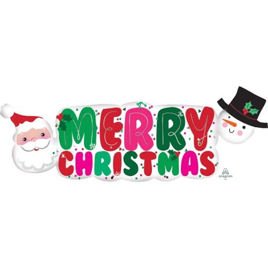 Santa And Snowman Banner Super Shape Foil Balloon