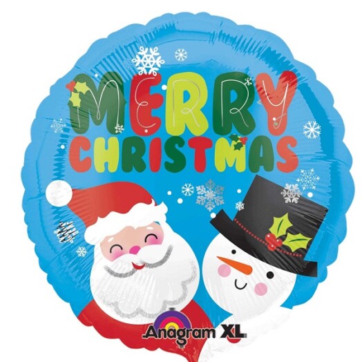 17" Santa & Snowman Christmas Foil Balloon