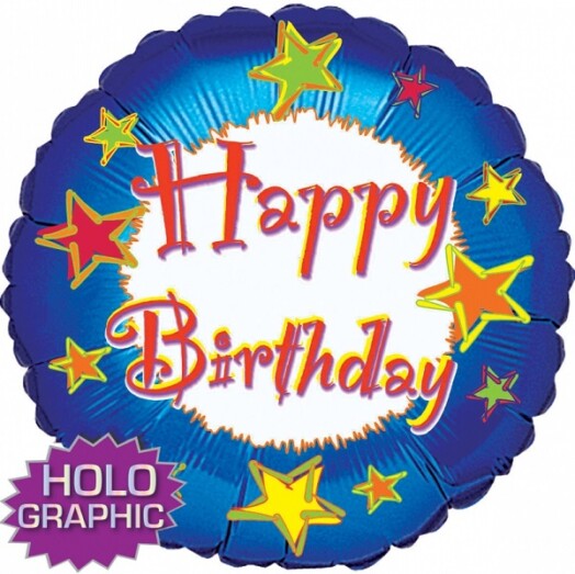 18" Happy Birthday Starr Funn Holographic Foil Balloon