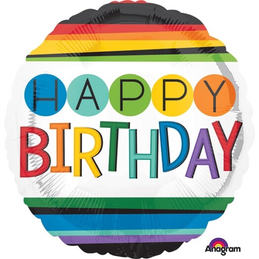 17 Inch Rainbow Happy Birthday Foil Balloon