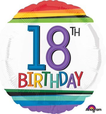 17 Inch Rainbow Birthday 18th Foil Balloon