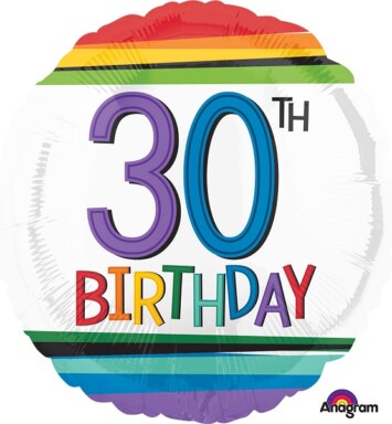 17 Inch Rainbow Birthday 30th Foil Balloon