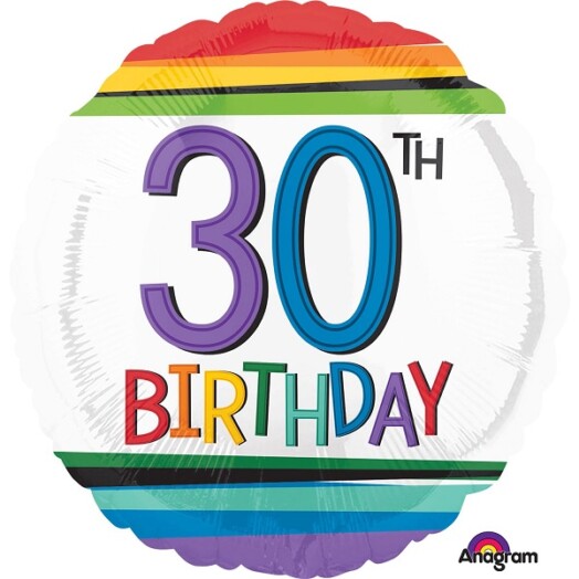 17 Inch Rainbow Birthday 30th Foil Balloon