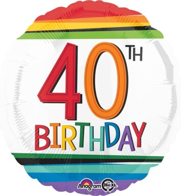 17 Inch Rainbow Birthday 40th Foil Balloon
