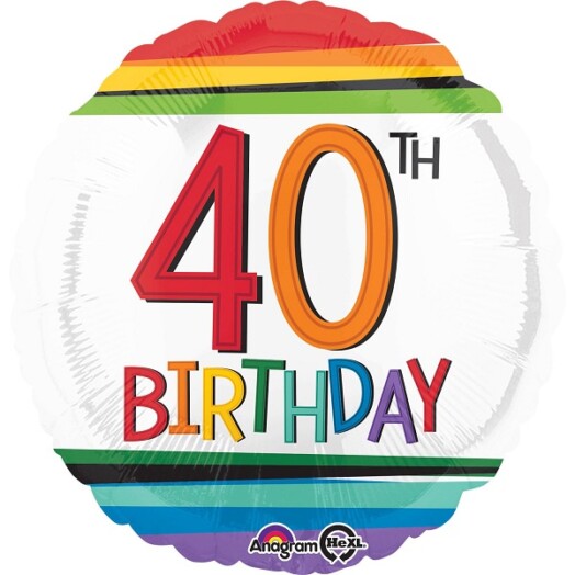 17 Inch Rainbow Birthday 40th Foil Balloon