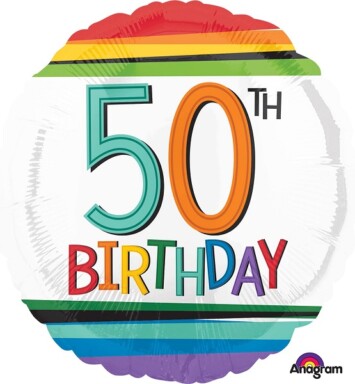 17 Inch Rainbow Birthday 50th Foil Balloon