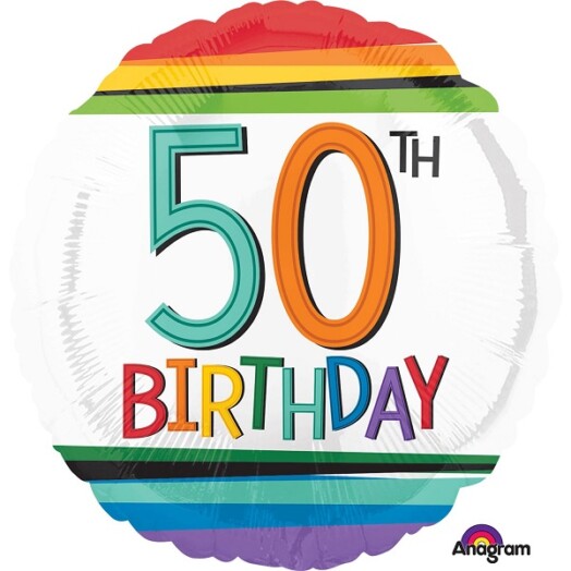 17 Inch Rainbow Birthday 50th Foil Balloon