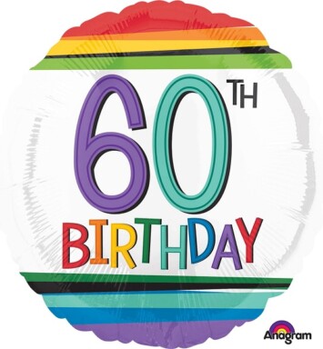 17 Inch Rainbow Birthday 60th Foil Balloon