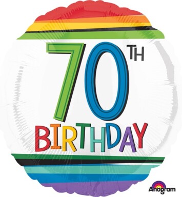 17 Inch Rainbow Birthday 70th Foil Balloon