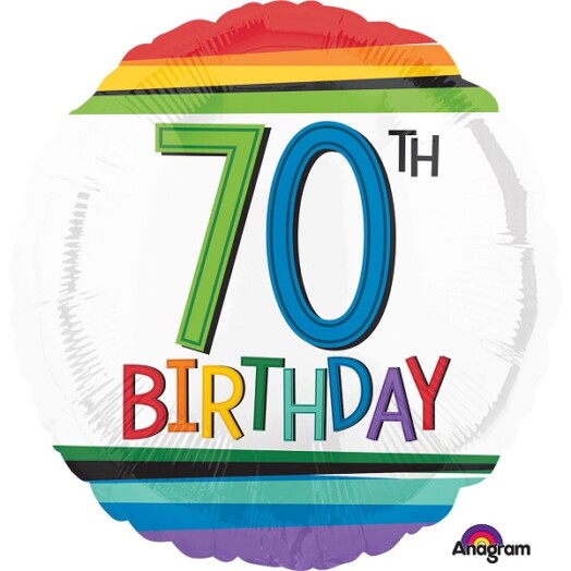 17 Inch Rainbow Birthday 70th Foil Balloon