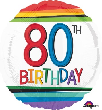 17 Inch Rainbow Birthday 80th Foil Balloon