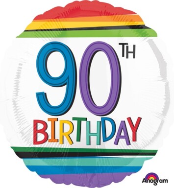 17 Inch Rainbow Birthday 90th Foil Balloon