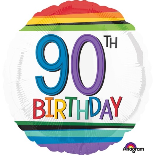 17 Inch Rainbow Birthday 90th Foil Balloon