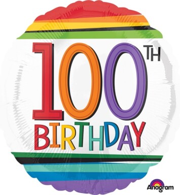 17 Inch Rainbow Birthday 100th Foil Balloon