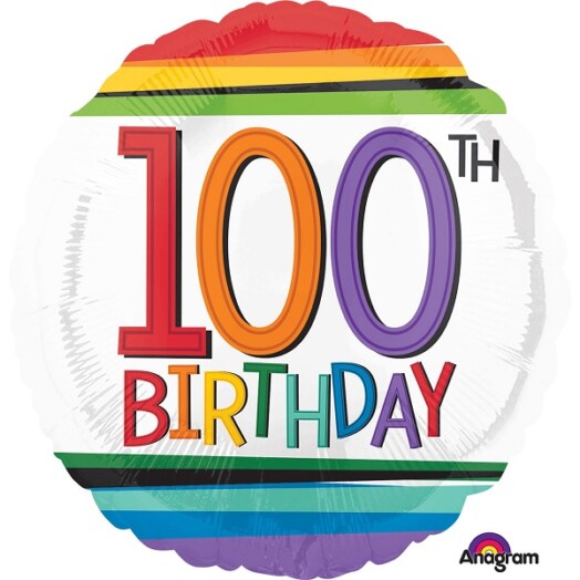 17 Inch Rainbow Birthday 100th Foil Balloon