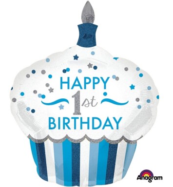 1st Birthday Cupcake Boy Super Shape Foil Balloon