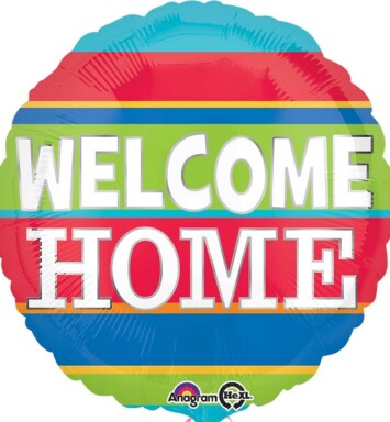 17 Inch Welcome Home Colourful Stripes Foil Balloon