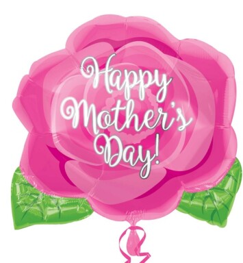 18" Happy Mother's Day Pink Rose Junior Shape Foil Balloon