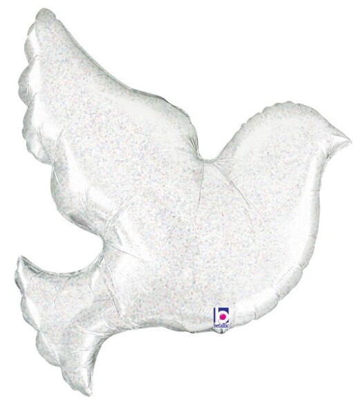 Holographic Pearl White Dove Super Shape Foil Balloon