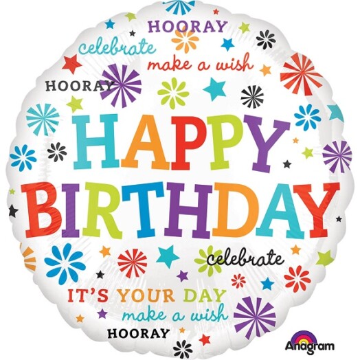 17 Inch Bursts & Stars Birthday Foil Balloon