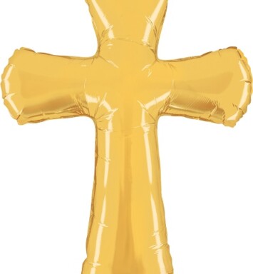 44" Gold Cross Super Shape Foil Balloon