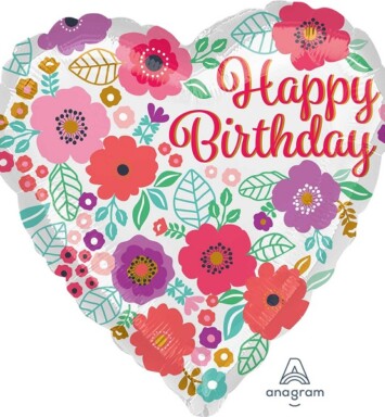 17 Inch Floral Print Birthday Foil Balloon