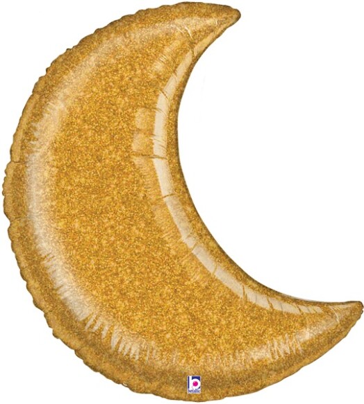42" Glitter Moon Gold Super Shape Foil Balloon