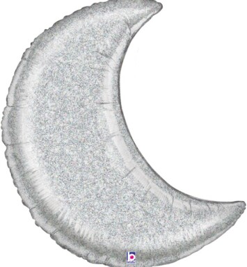 42" Glitter Moon Silver Super Shape Foil Balloon