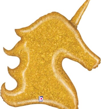 Holographic Gold Glitter Unicorn Dove Super Shape Foil Balloon
