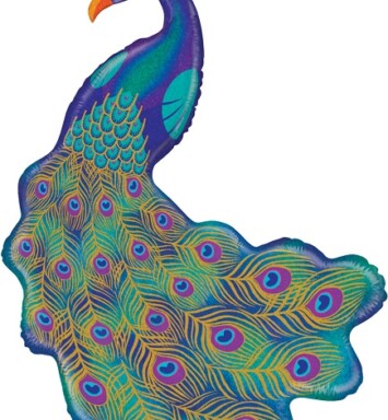 Holographic Glitter Peacock Super Shape Foil Balloon