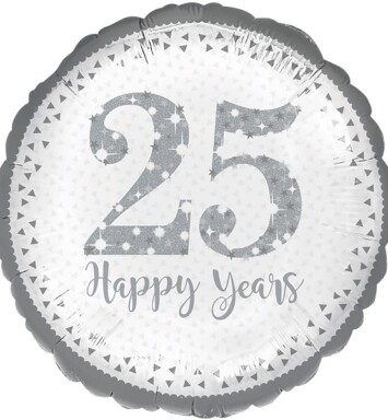17 Inch Sparkling 25th Silver Anniversary Foil Balloon