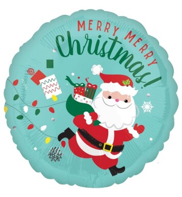 17" Christmas Running Santa Foil Balloon
